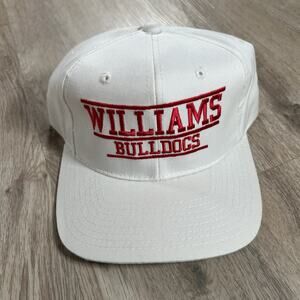 Vintage New‎ Era Williams Bulldog Snapback Hat White Split Bar Line Cap